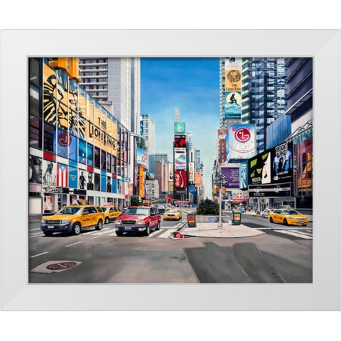 Time Square Reflections White Modern Wood Framed Art Print by Schuh, Michael