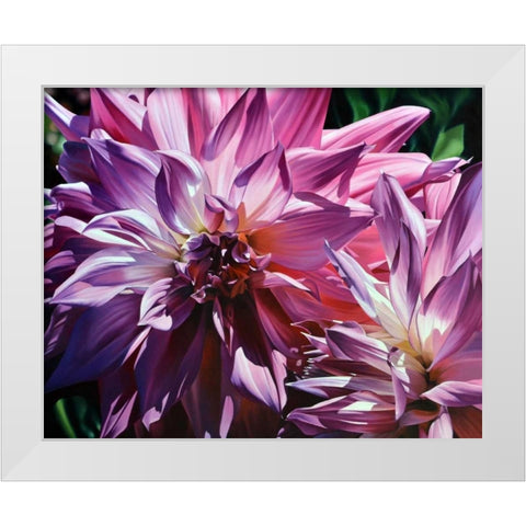 Dueling Dahlias White Modern Wood Framed Art Print by Schuh, Michael
