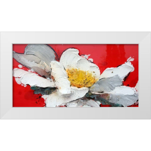 Peonia in rosso White Modern Wood Framed Art Print by Beletti, Nicole