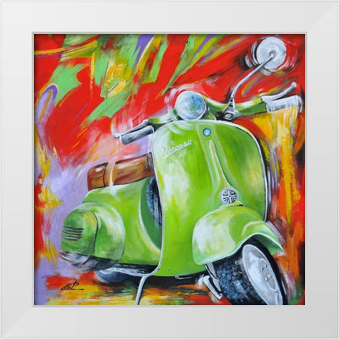 Vespa I White Modern Wood Framed Art Print by Colle, Pasquale