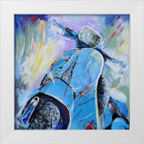 Vespa III White Modern Wood Framed Art Print by Colle, Pasquale