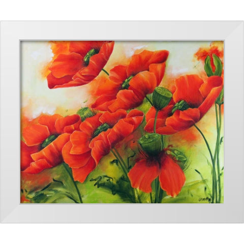 Mohnbluten II White Modern Wood Framed Art Print by Ruther, Petra