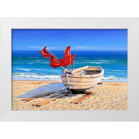 Small fishing boat White Modern Wood Framed Art Print by Schneider, Sigur