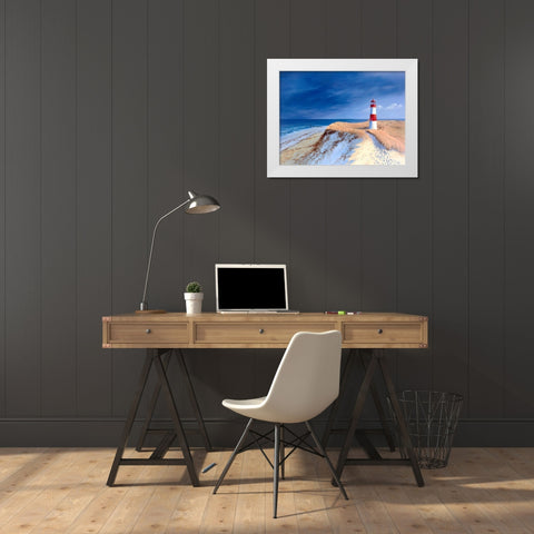 Leutturm bei List-Sylt White Modern Wood Framed Art Print by Schneider, Sigur