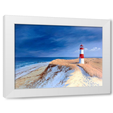 Leutturm bei List-Sylt White Modern Wood Framed Art Print by Schneider, Sigur