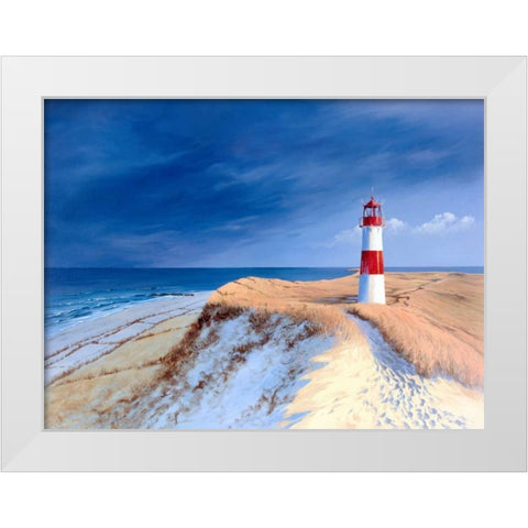 Leutturm bei List-Sylt White Modern Wood Framed Art Print by Schneider, Sigur