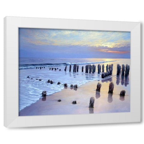 Sunset at Ostsee coast I White Modern Wood Framed Art Print by Schneider, Sigur