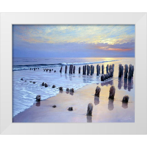 Sunset at Ostsee coast I White Modern Wood Framed Art Print by Schneider, Sigur