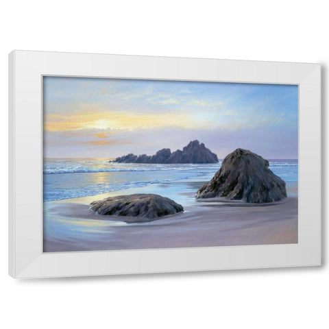 Sunset at Big Sur White Modern Wood Framed Art Print by Schneider, Sigur