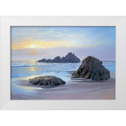 Sunset at Big Sur White Modern Wood Framed Art Print by Schneider, Sigur