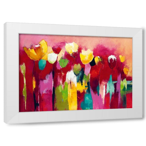 Townflowers II White Modern Wood Framed Art Print by Strunk, Anne L.