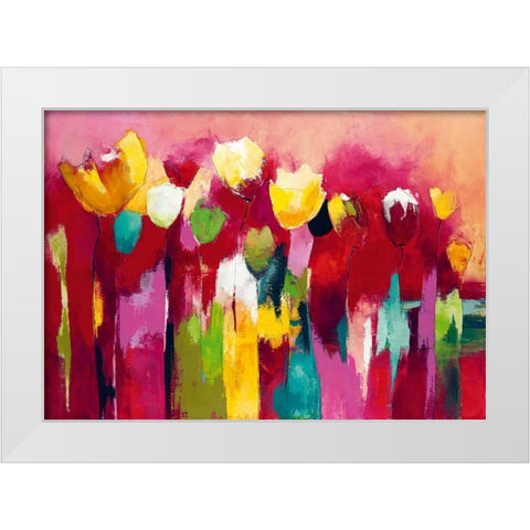 Townflowers II White Modern Wood Framed Art Print by Strunk, Anne L.