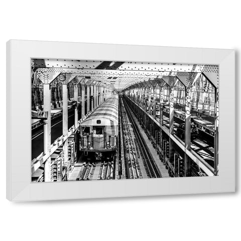 New York Train White Modern Wood Framed Art Print by Seifinger, Toby