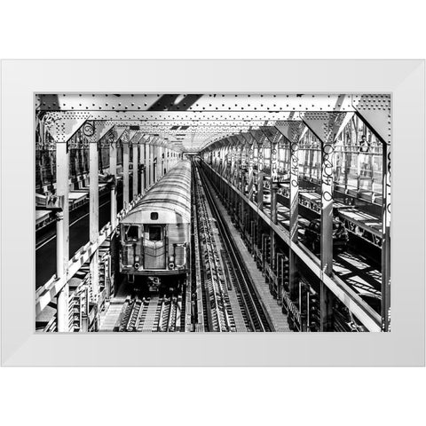 New York Train White Modern Wood Framed Art Print by Seifinger, Toby