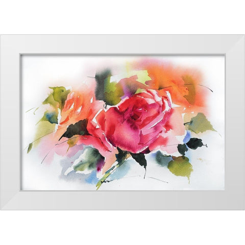Die Rose White Modern Wood Framed Art Print by Maier, Werner