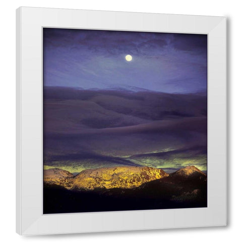 Montana Moon Rise White Modern Wood Framed Art Print by Stalowy, John
