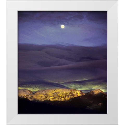Montana Moon Rise White Modern Wood Framed Art Print by Stalowy, John