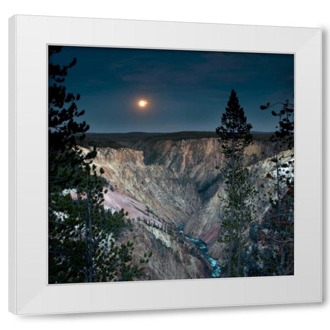 North Rim Moon Rising White Modern Wood Framed Art Print by Stalowy, John