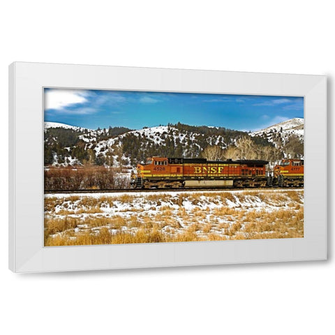 BNSF White Modern Wood Framed Art Print by Stalowy, John