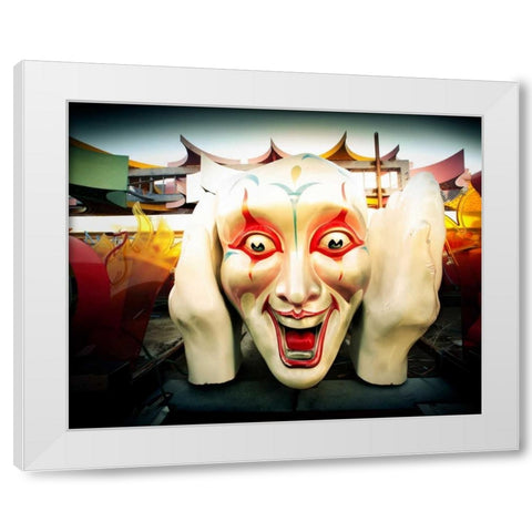 Clown Face White Modern Wood Framed Art Print by Stalowy, John