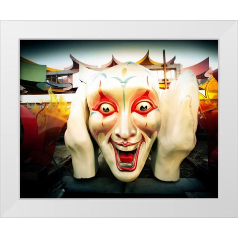 Clown Face White Modern Wood Framed Art Print by Stalowy, John