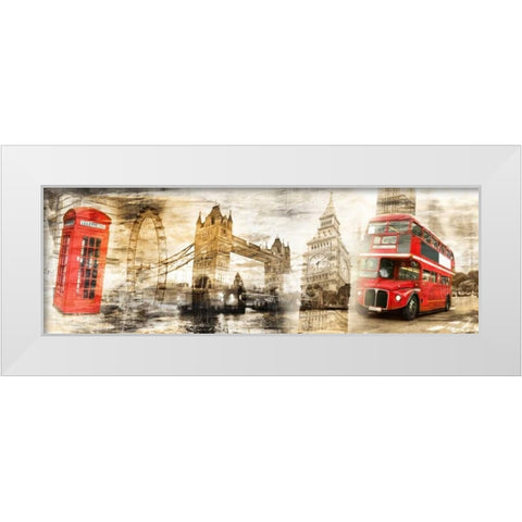 Collage London 01 White Modern Wood Framed Art Print by Adamsky