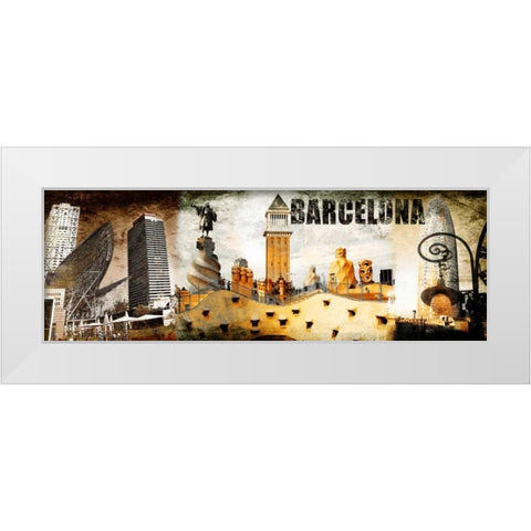 Barcelona Collage 02 White Modern Wood Framed Art Print by Adamsky
