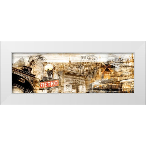 Collage Paris 01 White Modern Wood Framed Art Print by Adamsky