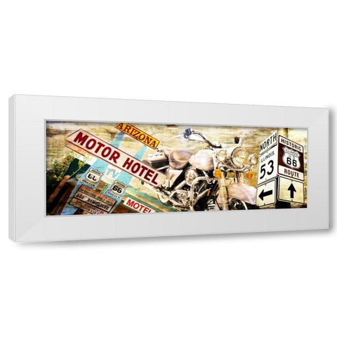 Route 66 White Modern Wood Framed Art Print by Adamsky