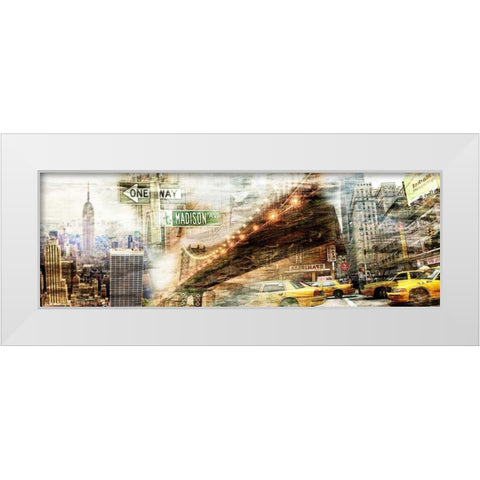 New York Collage 01 White Modern Wood Framed Art Print by Adamsky