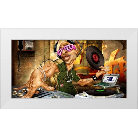 D.J. Frank White Modern Wood Framed Art Print by Alvez, A. - Perez, A.