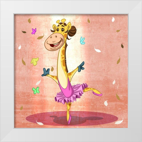 The giraffe dancer White Modern Wood Framed Art Print by Alvez, A. - Perez, A.