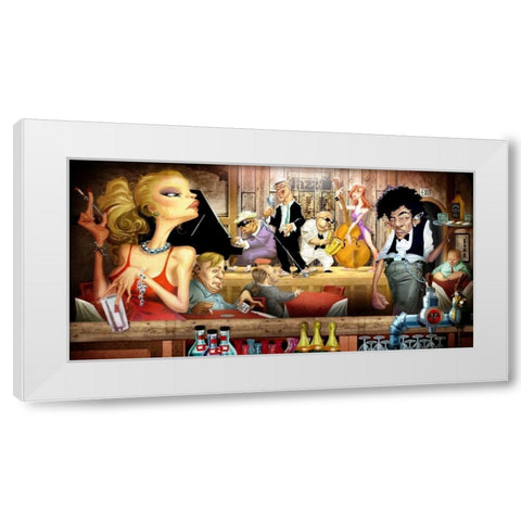 Jam Session White Modern Wood Framed Art Print by Alvez, A. - Perez, A.