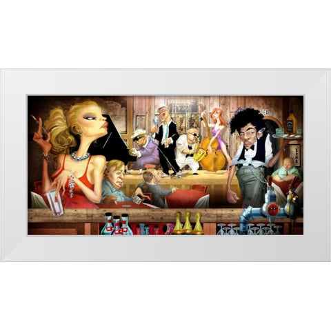 Jam Session White Modern Wood Framed Art Print by Alvez, A. - Perez, A.