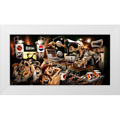 The Party White Modern Wood Framed Art Print by Alvez, A. - Perez, A.