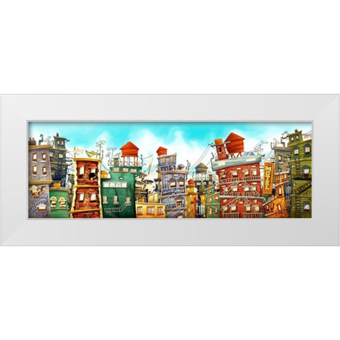 The city 1 White Modern Wood Framed Art Print by Alvez, A. - Perez, A.