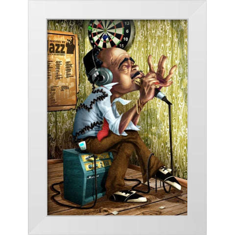 Bluesman 2 White Modern Wood Framed Art Print by Alvez, A. - Perez, A.