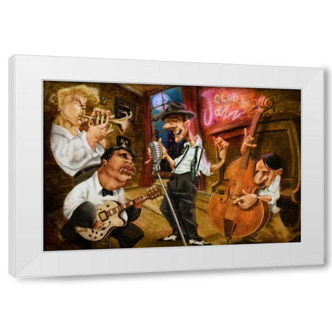 Jazz Club White Modern Wood Framed Art Print by Alvez, A. - Perez, A.