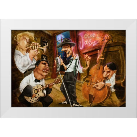 Jazz Club White Modern Wood Framed Art Print by Alvez, A. - Perez, A.