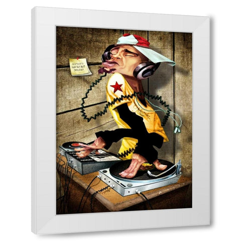 DJ Love White Modern Wood Framed Art Print by Alvez, A. - Perez, A.