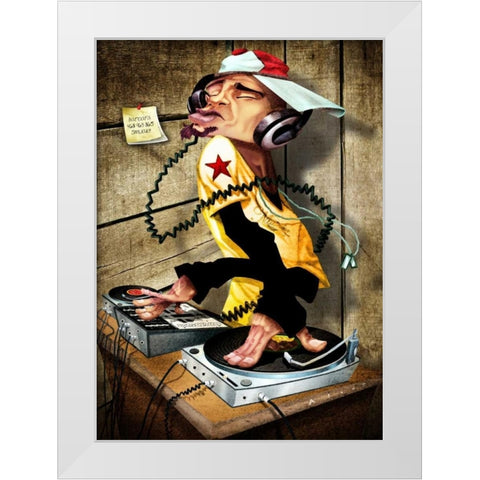 DJ Love White Modern Wood Framed Art Print by Alvez, A. - Perez, A.