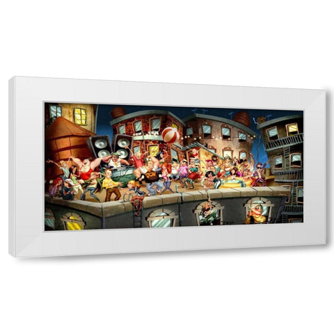 Party on the Roof White Modern Wood Framed Art Print by Alvez, A. - Perez, A.