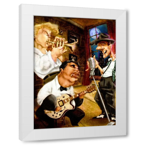 Band Jazz Club White Modern Wood Framed Art Print by Alvez, A. - Perez, A.