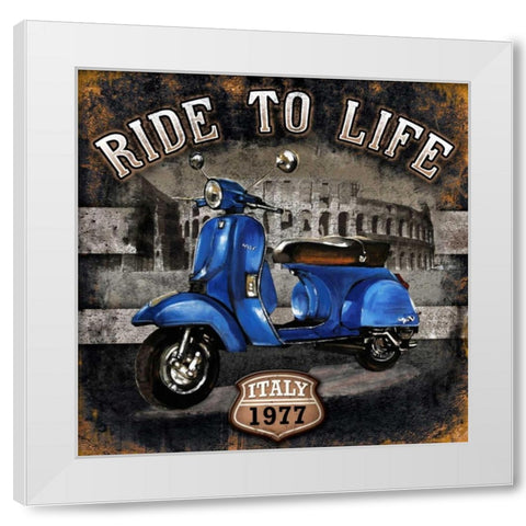 Motorbike 01 Ride to Life White Modern Wood Framed Art Print by Sola, Bresso