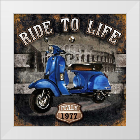 Motorbike 01 Ride to Life White Modern Wood Framed Art Print by Sola, Bresso