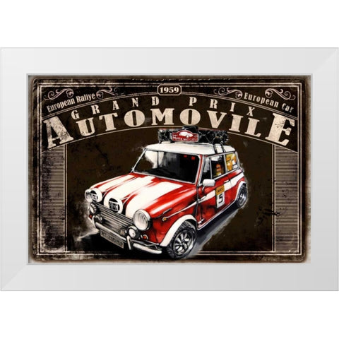 Grand Prix Automovile Black White Modern Wood Framed Art Print by Sola, Bresso