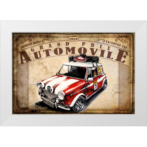 Grand Prix Automovile White Modern Wood Framed Art Print by Sola, Bresso