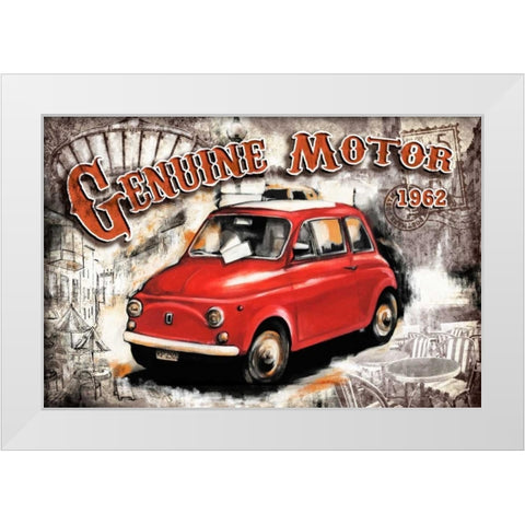 Car Genuine Motor White White Modern Wood Framed Art Print by Sola, Bresso