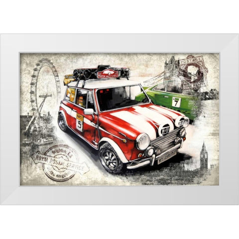 Car 01 London White Modern Wood Framed Art Print by Sola, Bresso