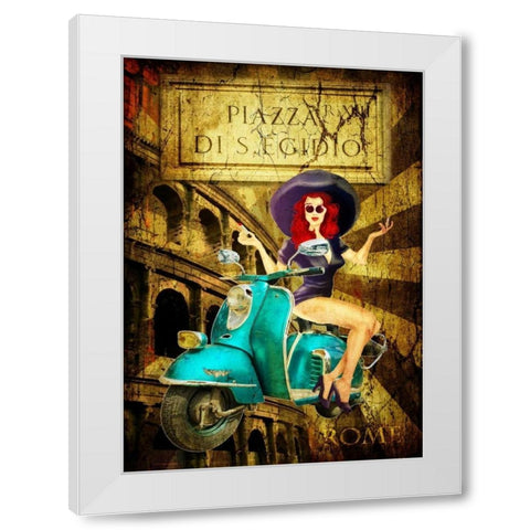 Pin Up Rome White Modern Wood Framed Art Print by Sola, Bresso